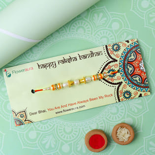 Serene Pearl Rakhi with Roli and Chawal