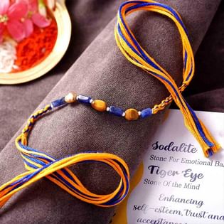 Serene Sodalite And Tiger Eye Rakhi