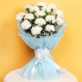 15 White Carnations Bouquet