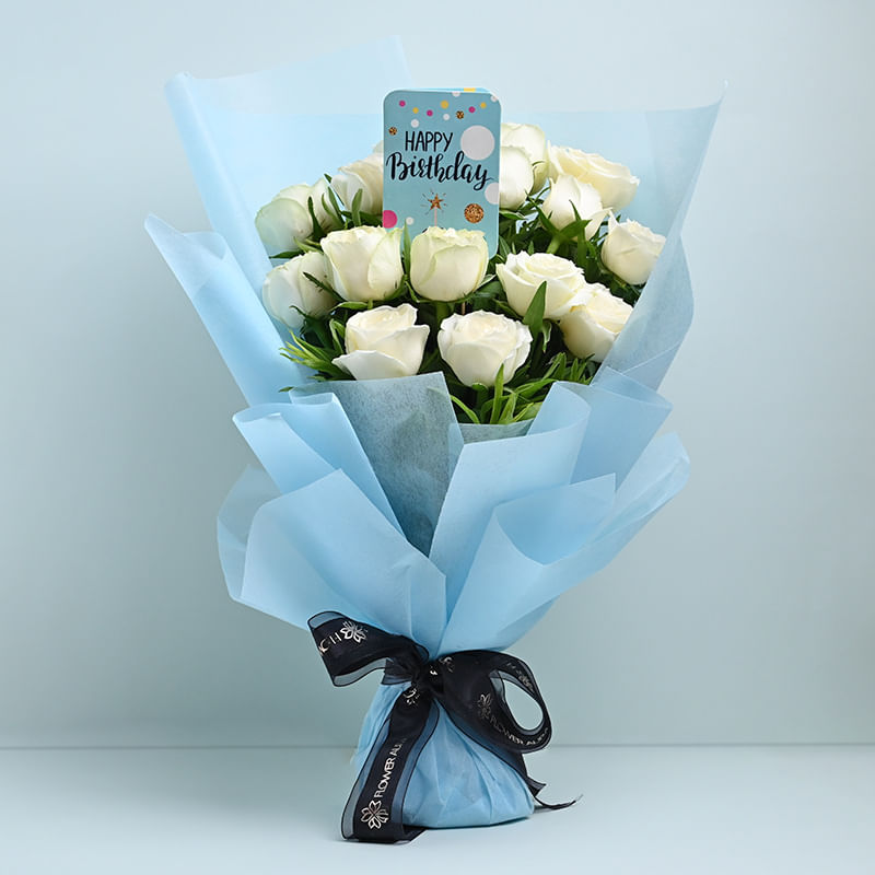 Serene White Rose Bouquet