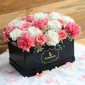 Serenity Box With Mix Flowers - Send Pink Roses Bouquet Online