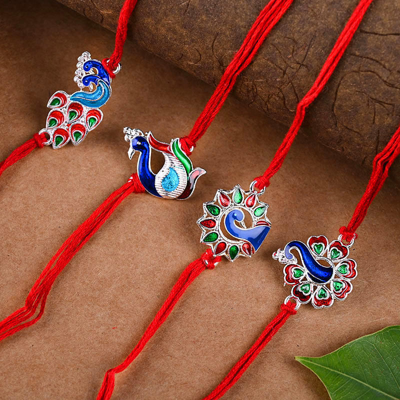 Set Of 4 Peacock Rakhi