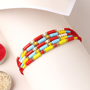 Colorful Beaded Rakhis Set of 5
