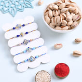 Set Of Five Designer Rakhis N Pistachios