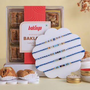 Set Of Five Evil Eye Rakhis And Baklawa