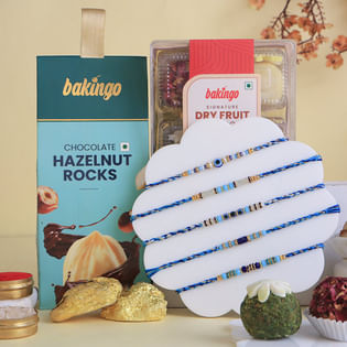 Set Of Five Evil Eye Rakhis With Sweet Treats