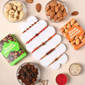 Set of Five Mauli Rakhi With Dry fruits