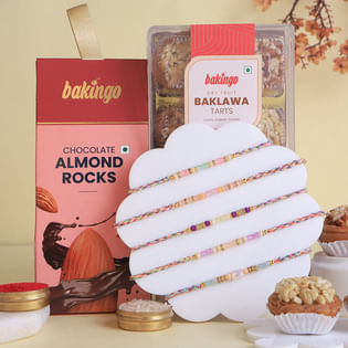 Set Of Five Pastel Bead Rakhis N Sweet Delights