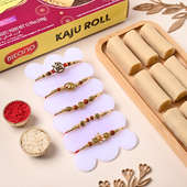 Set Of Five Rakhis With Kaju Roll