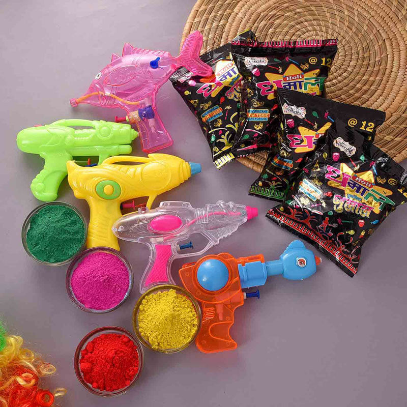 Set Of Five Water Gun And Four Gulal