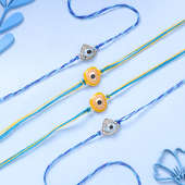 Set Of Four Studded Evil Eye Rakhis