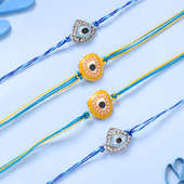 Set Of Four Studded Evil Eye Rakhis