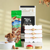 Designer Beaded Rakhi Trio With Gourmet Bites