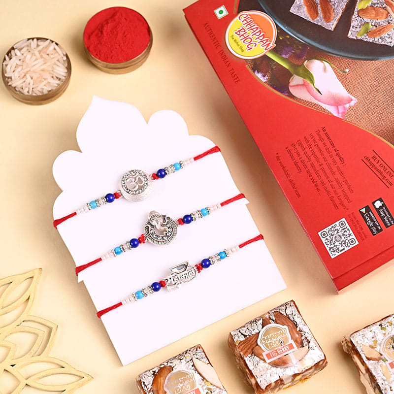 Set Of Three Designer Rakhi With Figberry