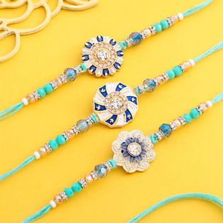 Set Of Three Floral Designer Rakhis