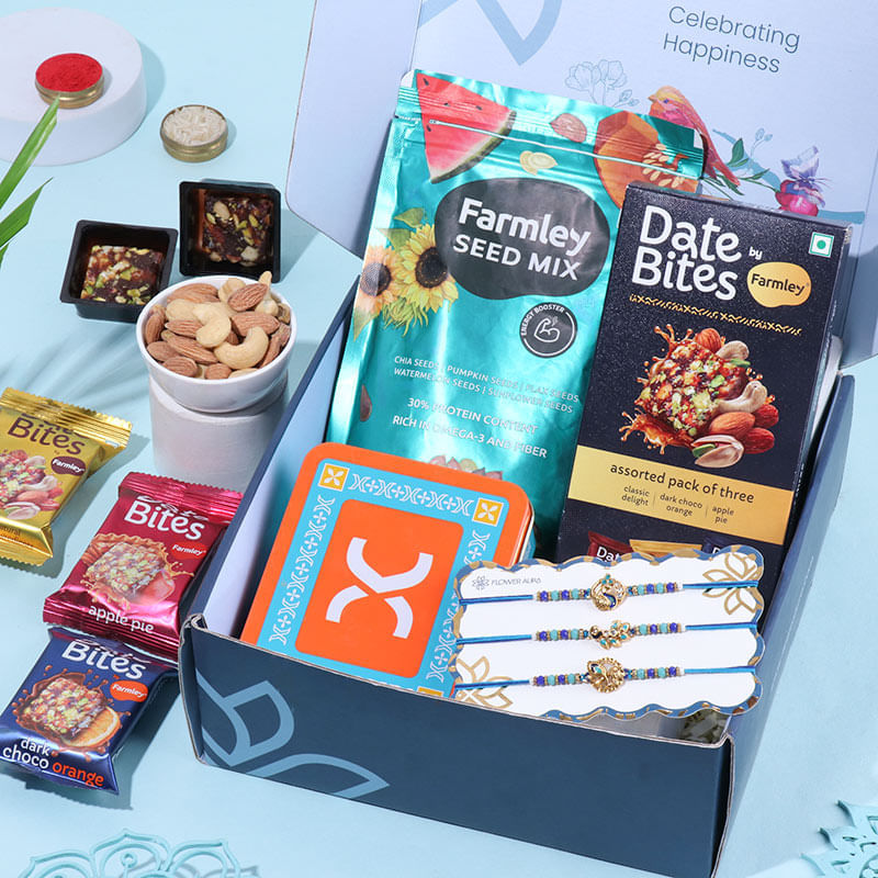 Set Of Three Pastel Rakhis N Tasty Treats Hamper