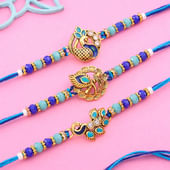 Set Of Three Regal Peacock Rakhis