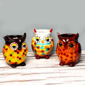 Set of Three Resin Owl