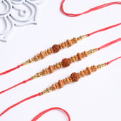 Set Of Three Traditional Rudraksha Rakhis