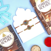 Set Of Two Antique Charm Rakhis With Choco Treats