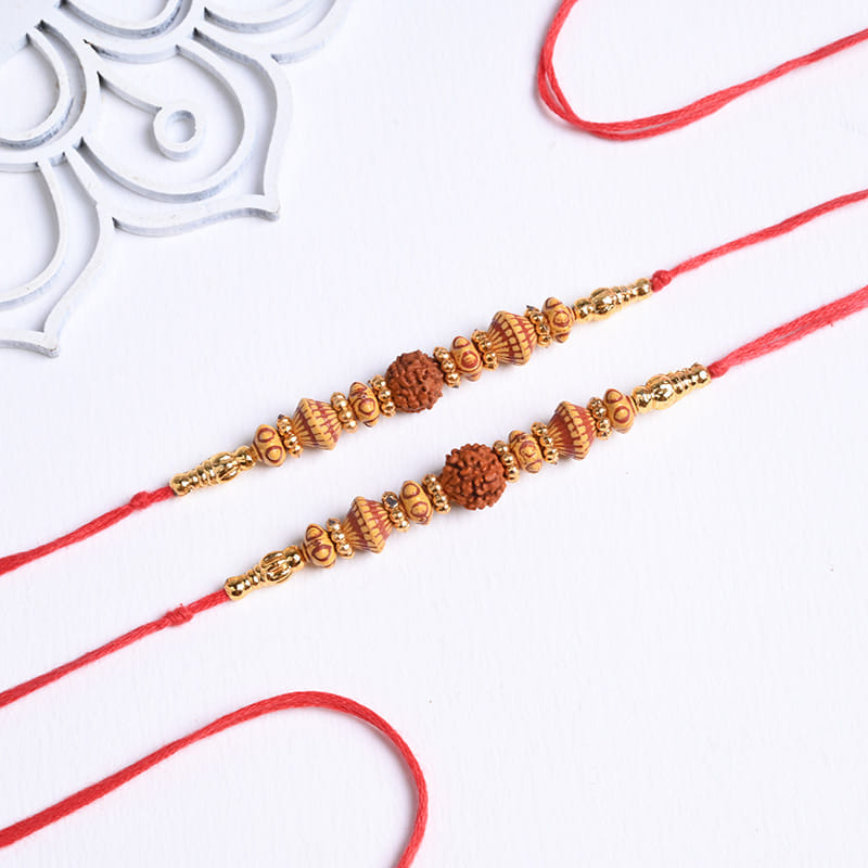 Set Of Two Beaded Rudraksha Rakhis