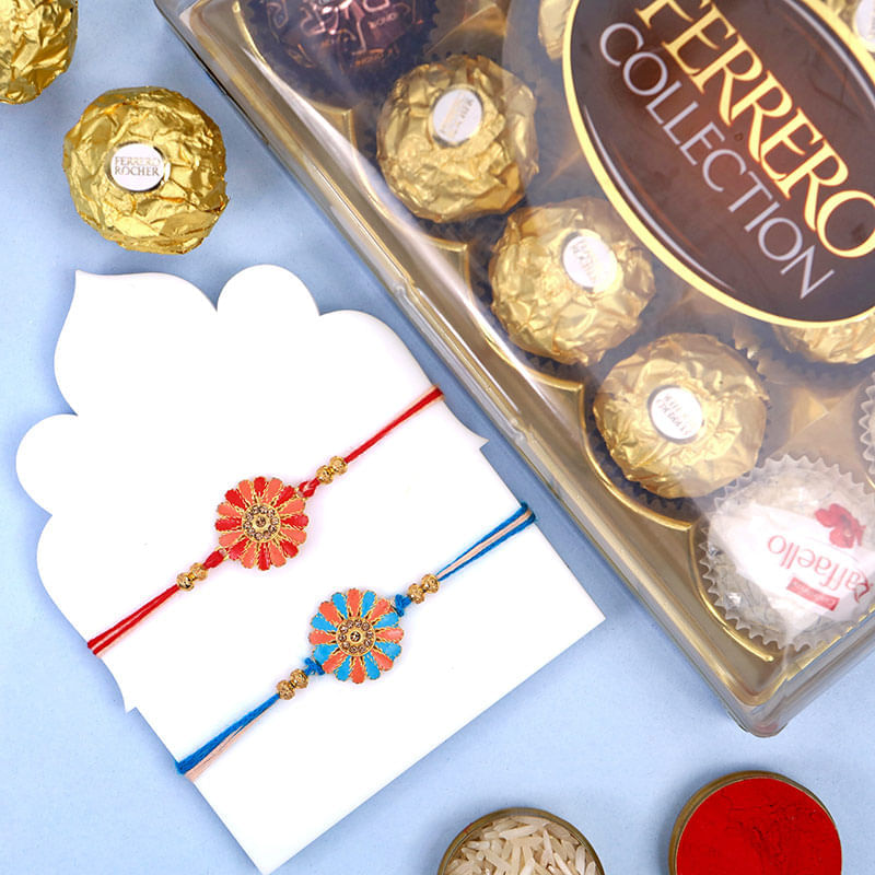 Set Of Two Charming Rakhis With Treats