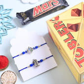 Set Of Two Designer Rakhis With Chocolates