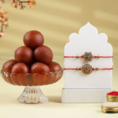 Set Of Two Designer Rakhis With Gulab Jamun-Singapore