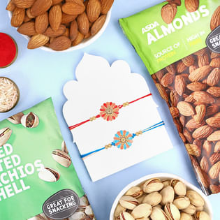 Set Of Two Designer Rakhis With Nuts