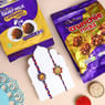 Set Of Two Designer Rakhis With Sweet Bites