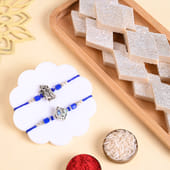 Set Of Two Divine Rakhis With Kaju Katli