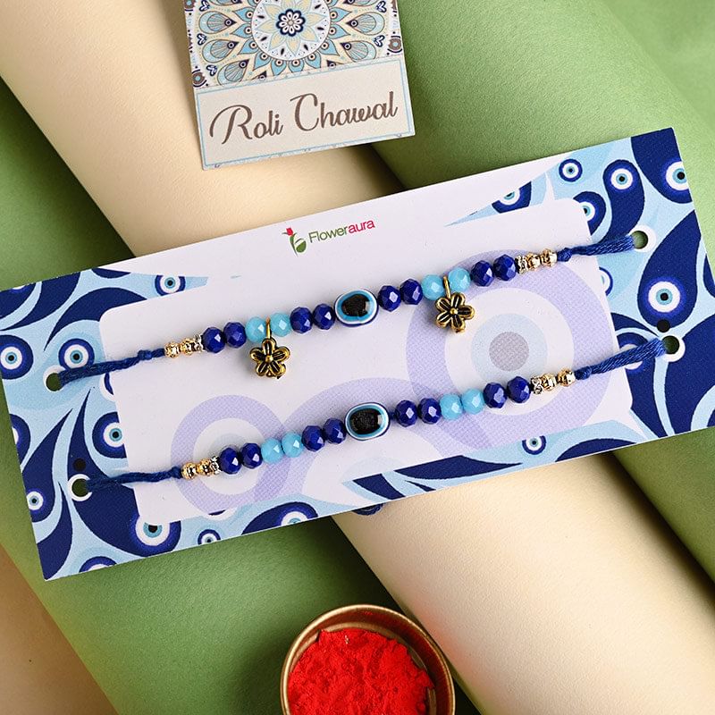 Set Of Two Evil Eye Rakhis - Bhaiya Bhabhi OnlineGood Luck Rakhis