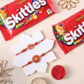 Set Of Two Fiery Red Rakhis With Skittles