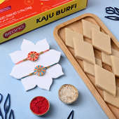 Set Of Two Floral Rakhis With Kaju Burfi