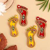 Set Of Two Maa Laxmi Charan Paduka Stick On