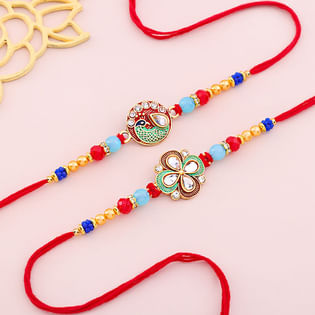 Set Of Two Meenakari Floral Rakhis