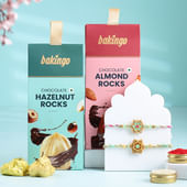 Set Of Two Pastel Floral Rakhis With Nuts-Singapore