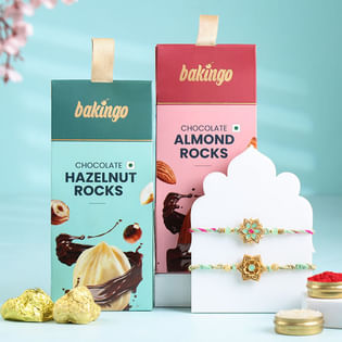 Set Of Two Pastel Floral Rakhis With Nuts-Overseas