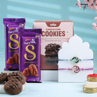 Set Of Two Quirky Rakhis With Sweet Treats