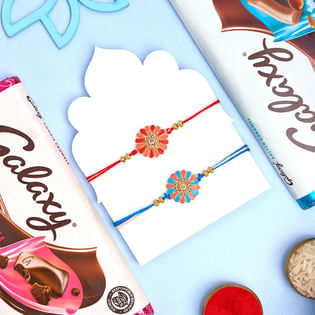 Set Of Two Radiant Rakhis With Choco Treats