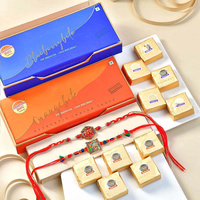 Set Of Two Rakhis N Gourmet Delight Hamper