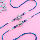 Set Of Two Regal Charm Peacock Rakhis