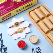 Set Of Two Royal Charm Rakhis With Kaju Roll