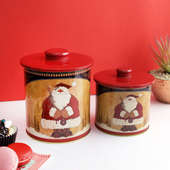 Set Of Two Santa Canisters