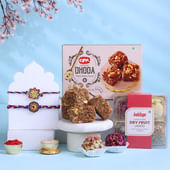 Set Of Two Stylish Rakhis With Sweets