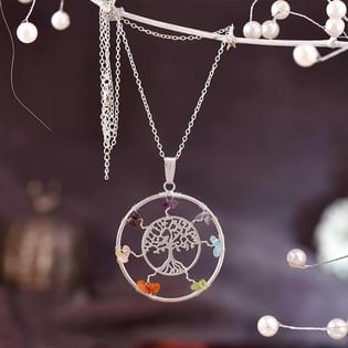 Seven Stones With Tree Of Life Pendant