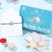 Shimmering Bloom Rakhi With Kaju Katli