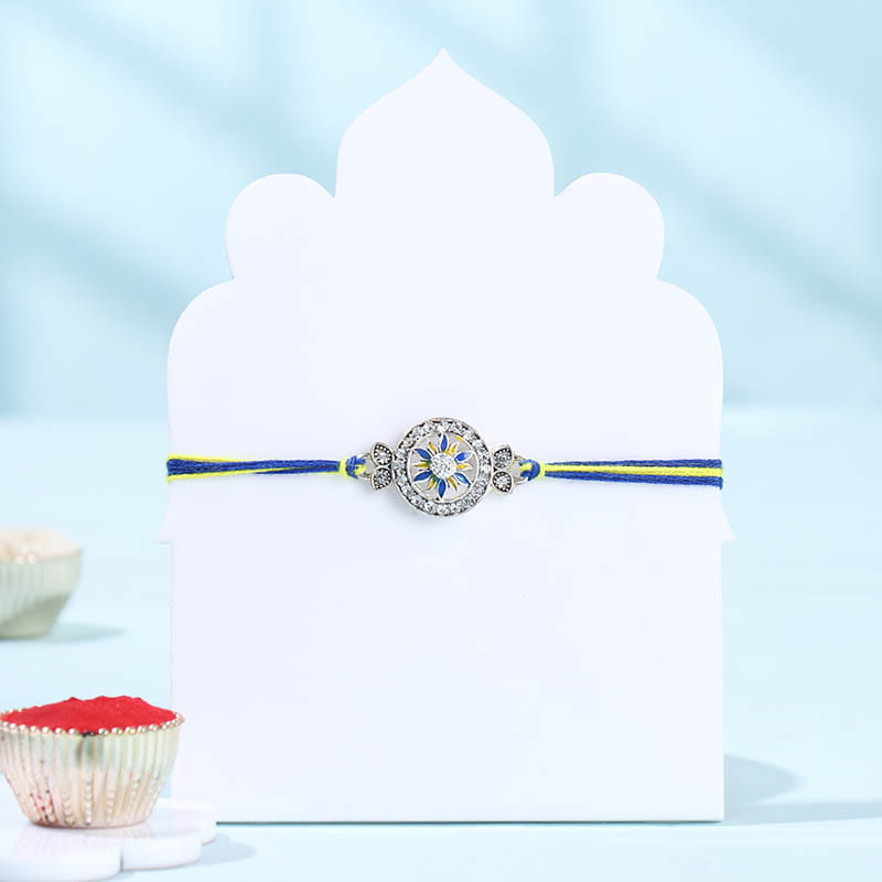 Shimmering Bloom Rakhi With Kaju Katli