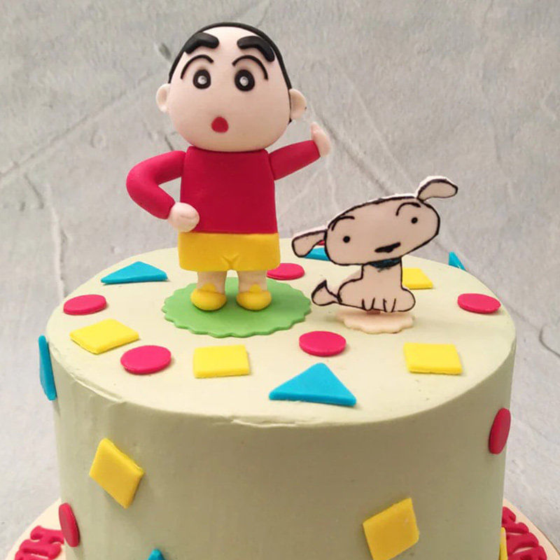 Close View of Shinchan and Shiro Adventure Cake