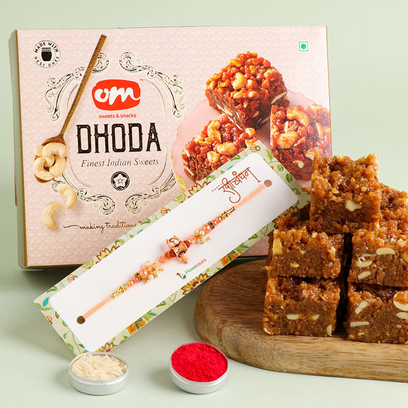 Order Shiva Damru N Trishul Rakhi With Dhoda Mithai